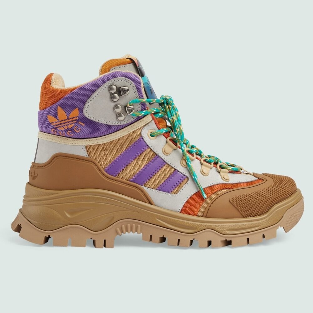 GUCCI MENS ADIDAS X SNEAKERS HYBRID TREFOIL LOGO LACE-UP BOOTS sz 9.5 / 10